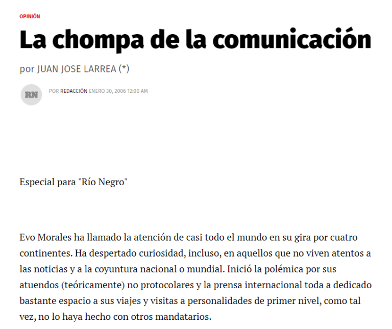Diario rio negro Evo Morales