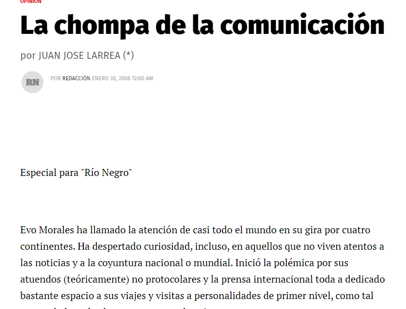 Diario rio negro Evo Morales