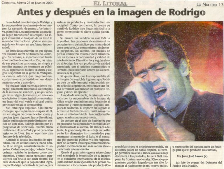 Nota Rodrigo - Juan Jose Larrea - Diario El Litoral