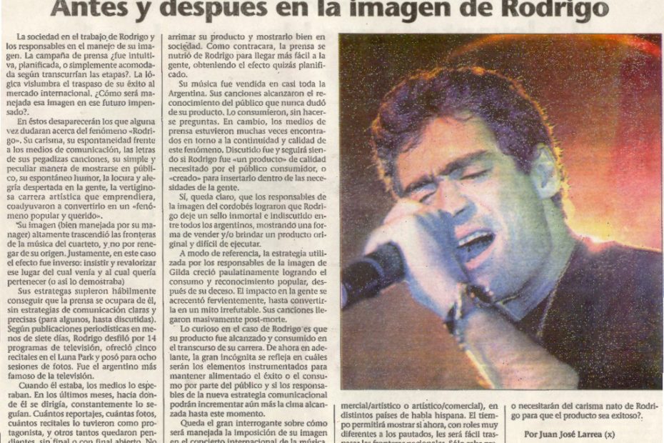 Nota Rodrigo - Juan Jose Larrea - Diario El Litoral