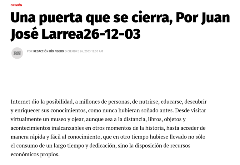 Una puerta que se cierra Diario Rio Negro