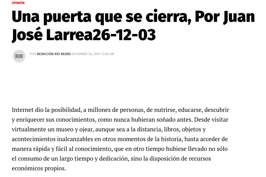 Una puerta que se cierra Diario Rio Negro