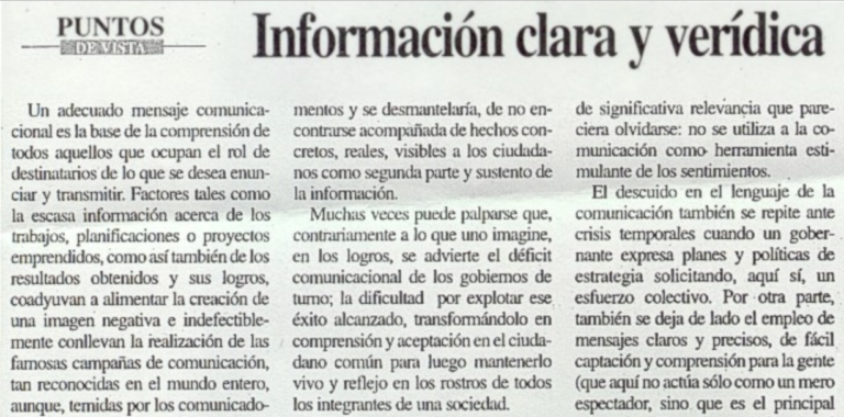 Informacion clara y veridica - diario la mañana