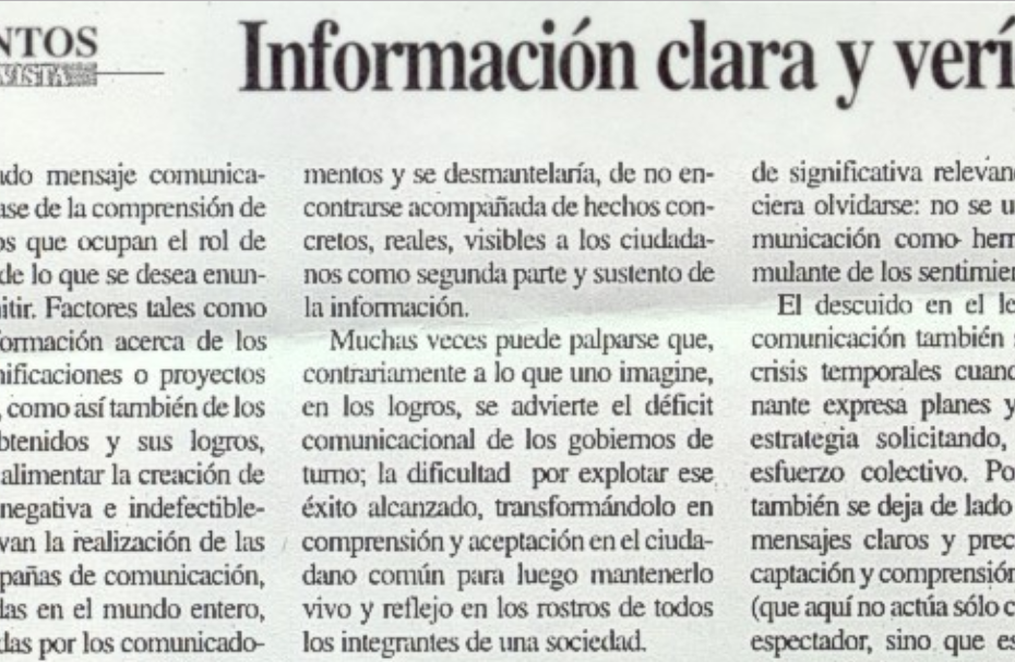 Informacion clara y veridica - diario la mañana