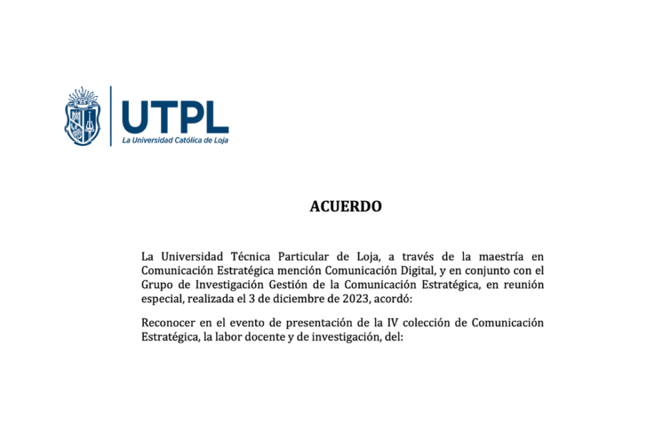 Reconocimiento de la UTPL Ecuador