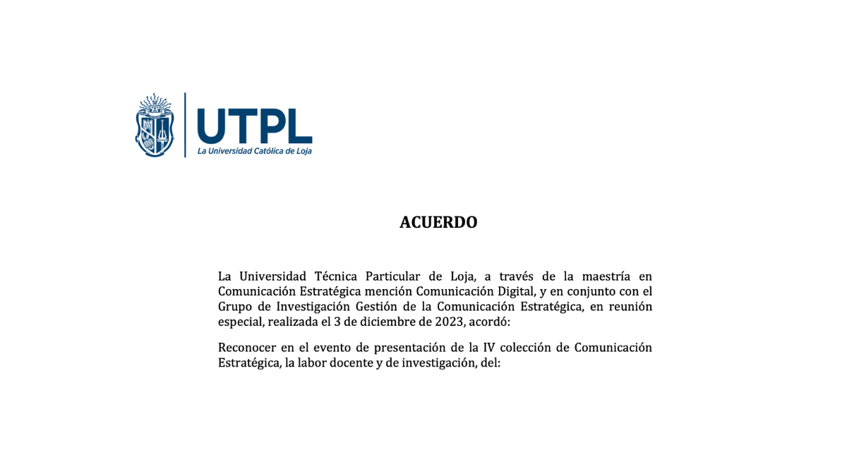 Reconocimiento de la UTPL Ecuador